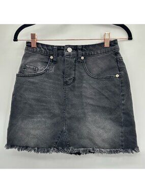 Wild Fable Black Denim Skirt Raw Hem Size 25